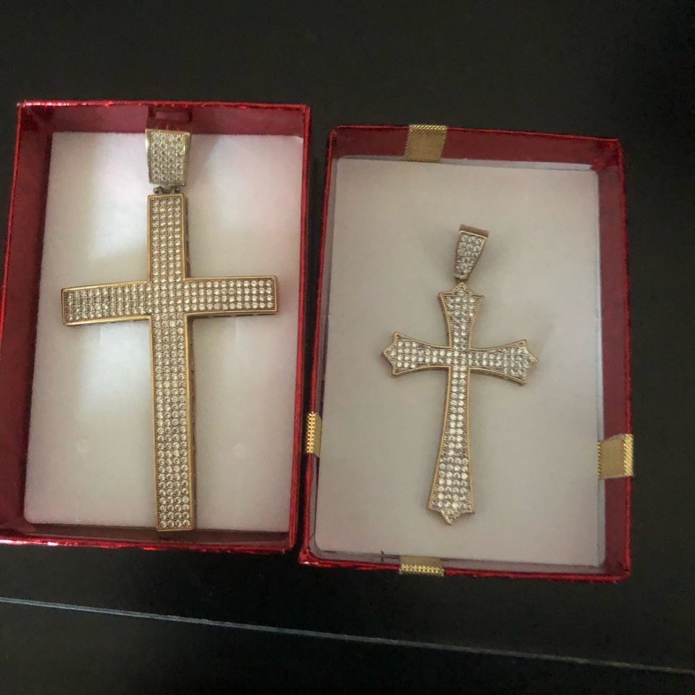 Two 10k gold crosses Cz
